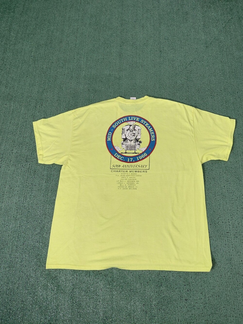 Mid-South Live Steamers 50th Anniversary Trains Locomotives Bright Green T Shirt